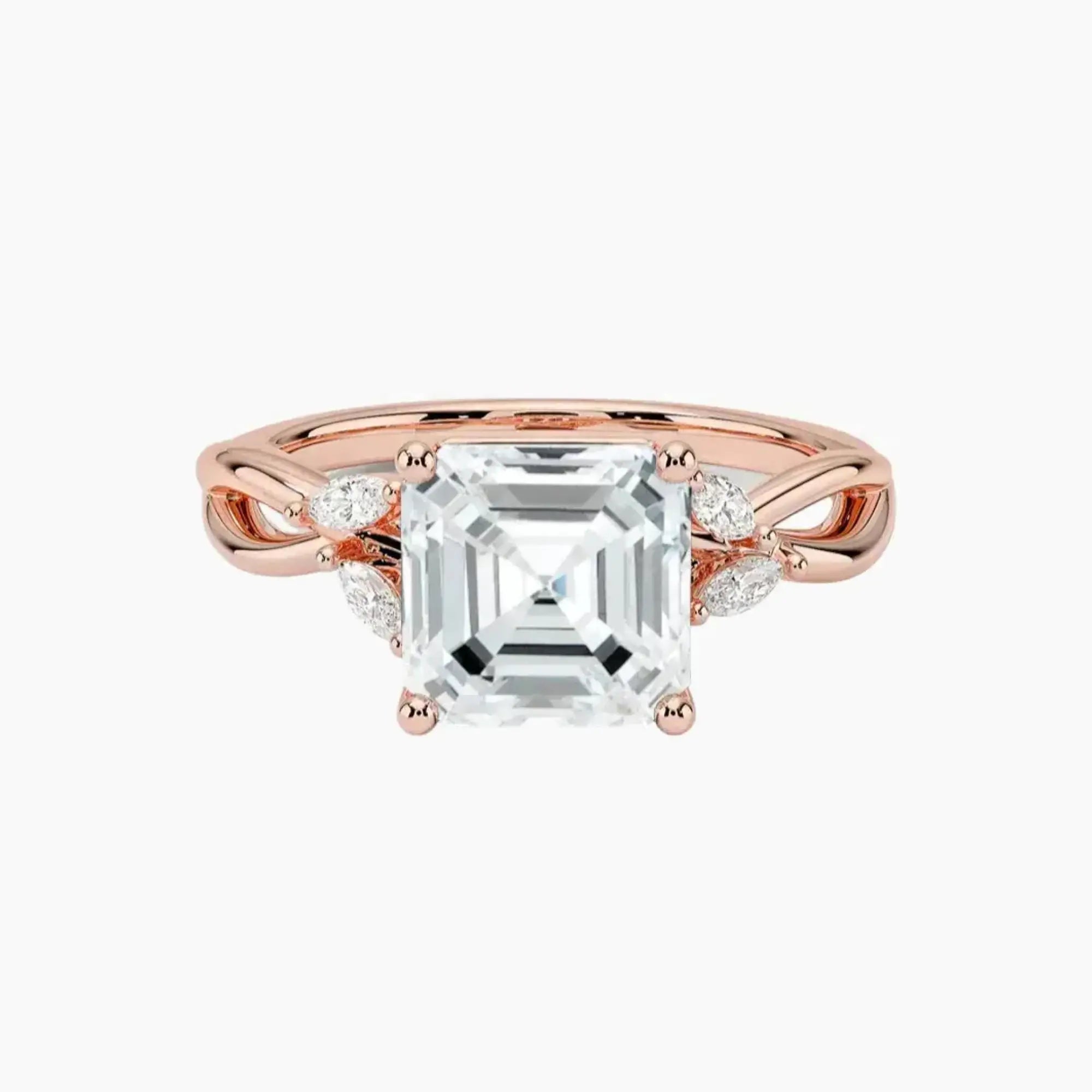 Amara Asscher Designer 2 Carat Lab Grown Diamond Engagement Ring in 18K White Gold