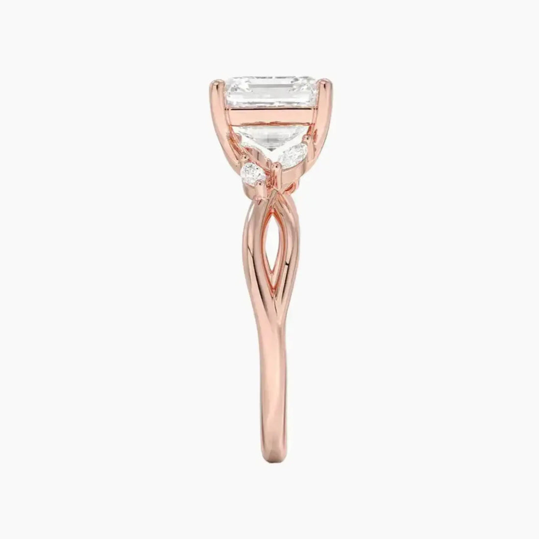 Amara Asscher Designer Diamond Ring Setting in 18K Rose Gold