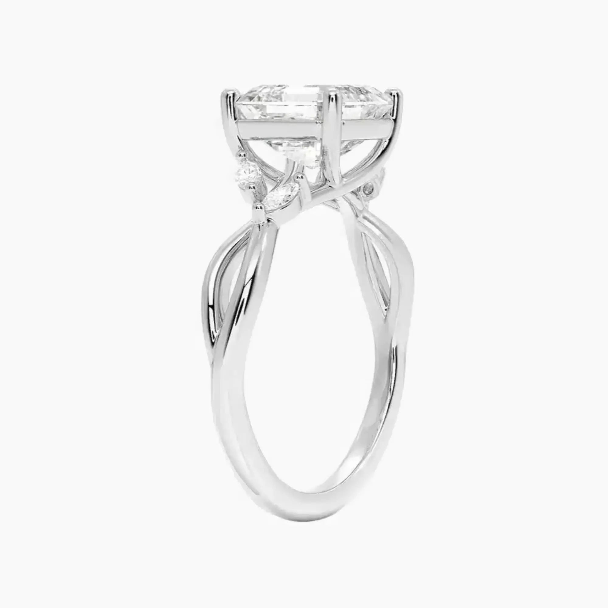 Amara Asscher Designer 2 Carat Lab Grown Diamond Engagement Ring in 14K White Gold