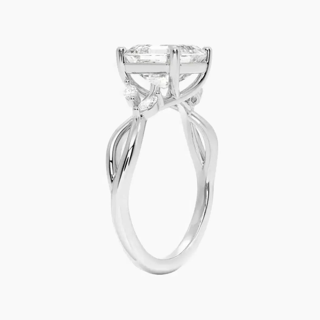 Amara Asscher Designer 3 Carat Lab Grown Diamond Engagement Ring in 14K Yellow Gold