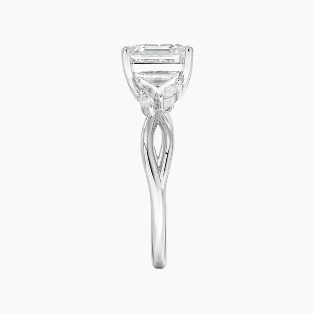 Amara Asscher Designer 1 Carat Lab Grown Diamond Engagement Ring in 18K White Gold
