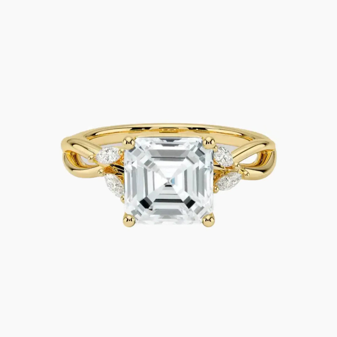 Amara Asscher Designer 2.5 Carat Lab Grown Diamond Engagement Ring in 18K White Gold