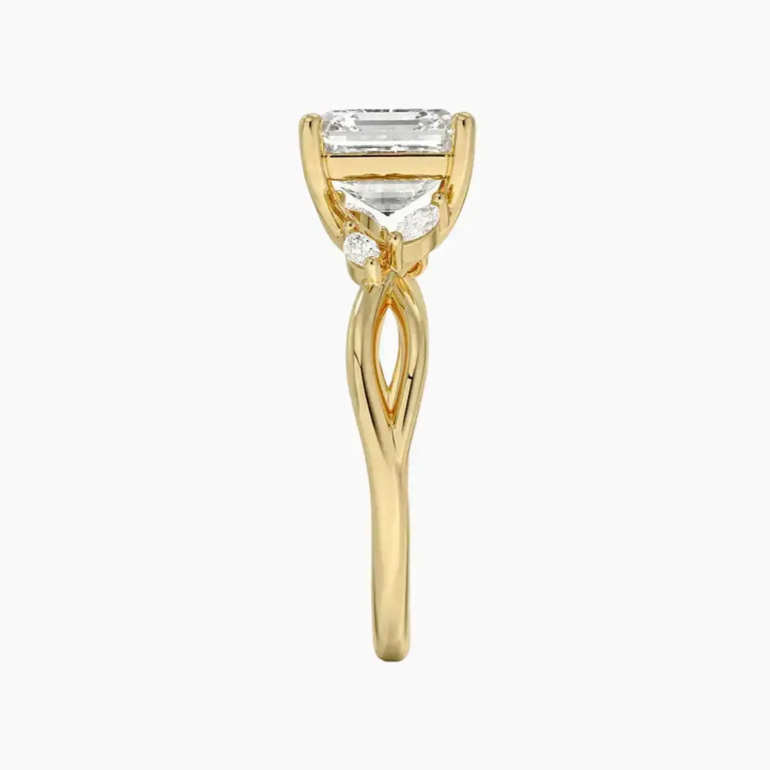 Amara Asscher Designer 2.5 Carat Lab Grown Diamond Engagement Ring in 18K Rose Gold