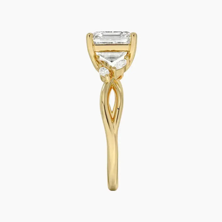 Amara Asscher Designer 2 Carat Lab Grown Diamond Engagement Ring in 14K Rose Gold