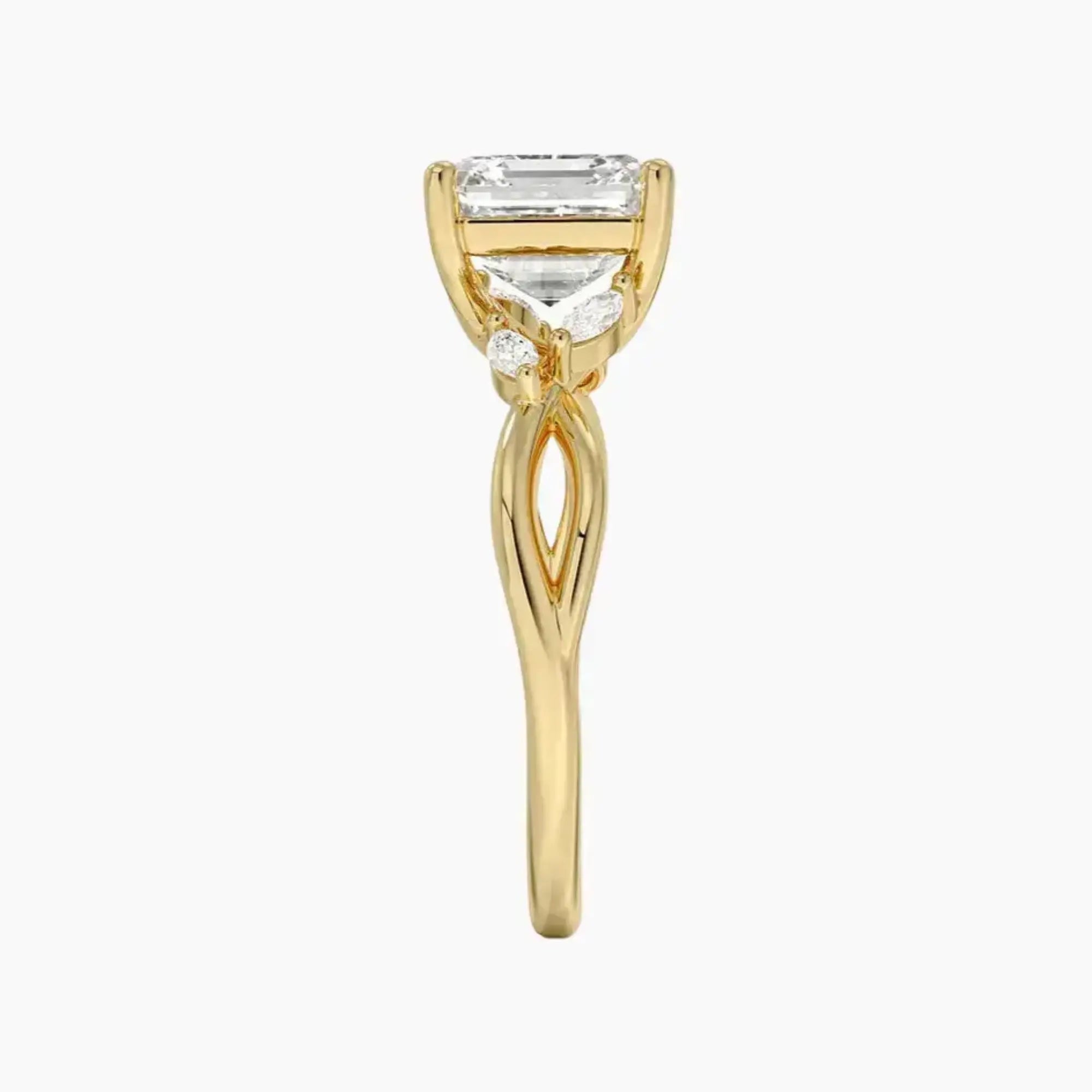 Amara Asscher Designer 1 Carat Lab Grown Diamond Engagement Ring in 18K White Gold