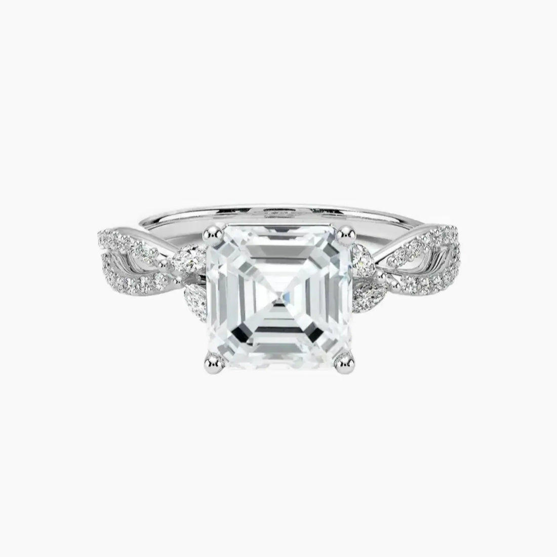 Amara Luxe Adorned Asscher Designer 2.5 Carat Lab Grown Diamond Engagement Ring in 14K Yellow Gold