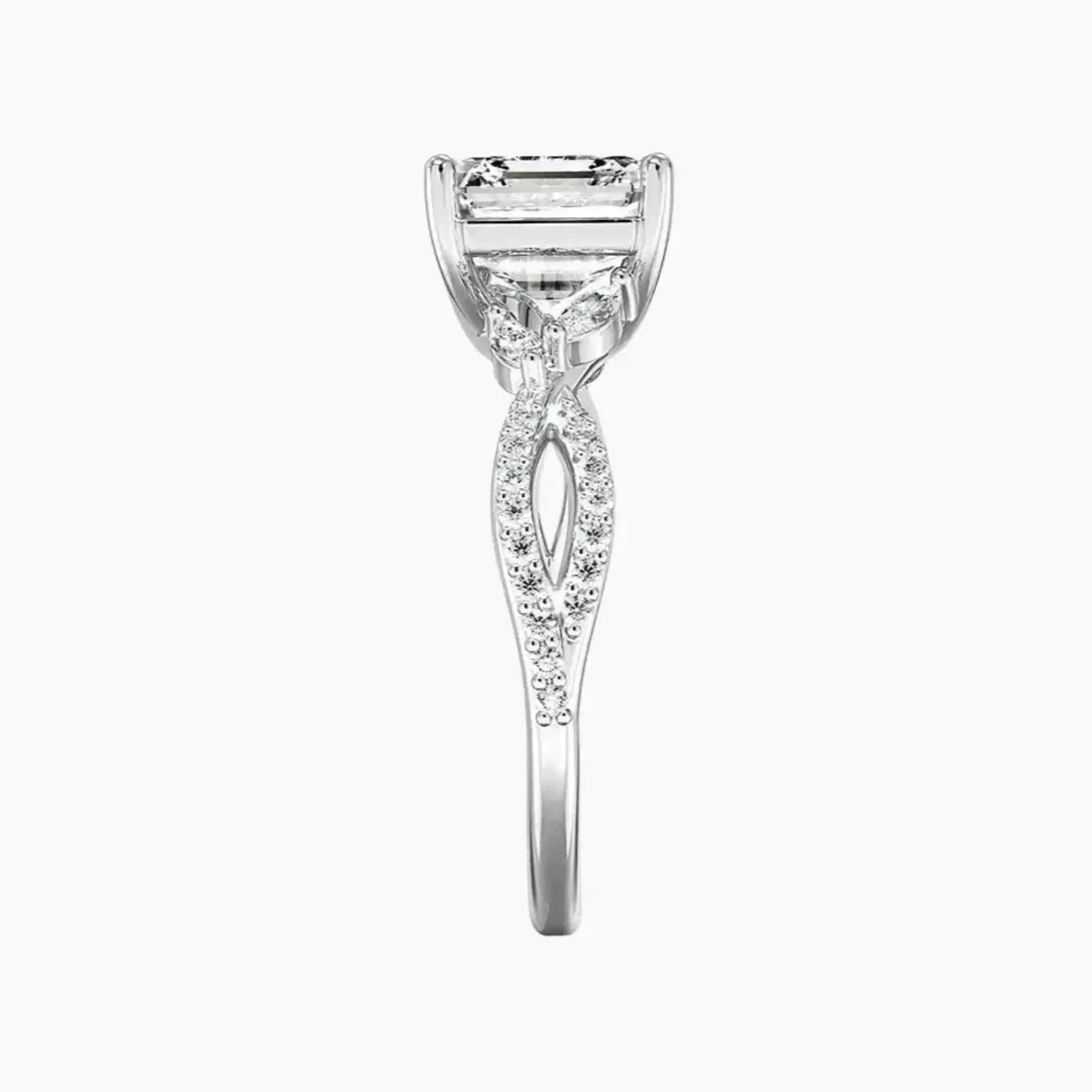 Amara Luxe Adorned Asscher Designer 1.5 Carat Lab Grown Diamond Engagement Ring in 18K Rose Gold