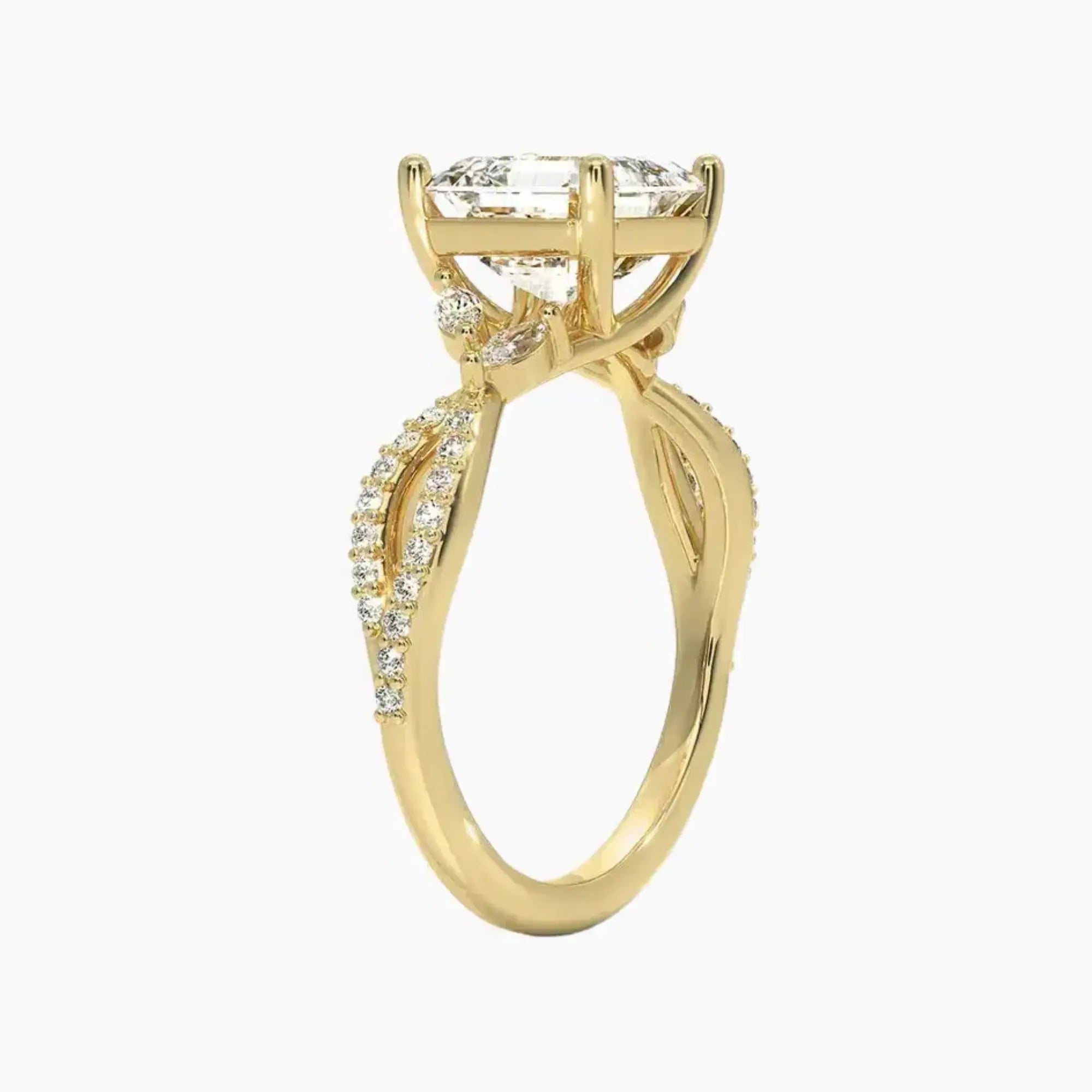 Amara Luxe Adorned Asscher Designer 1 Carat Lab Grown Diamond Engagement Ring in 14K Rose Gold