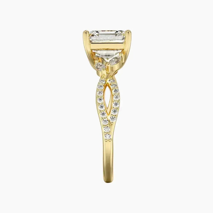 Amara Luxe Adorned Asscher Designer 2.5 Carat Lab Grown Diamond Engagement Ring in 18K Rose Gold