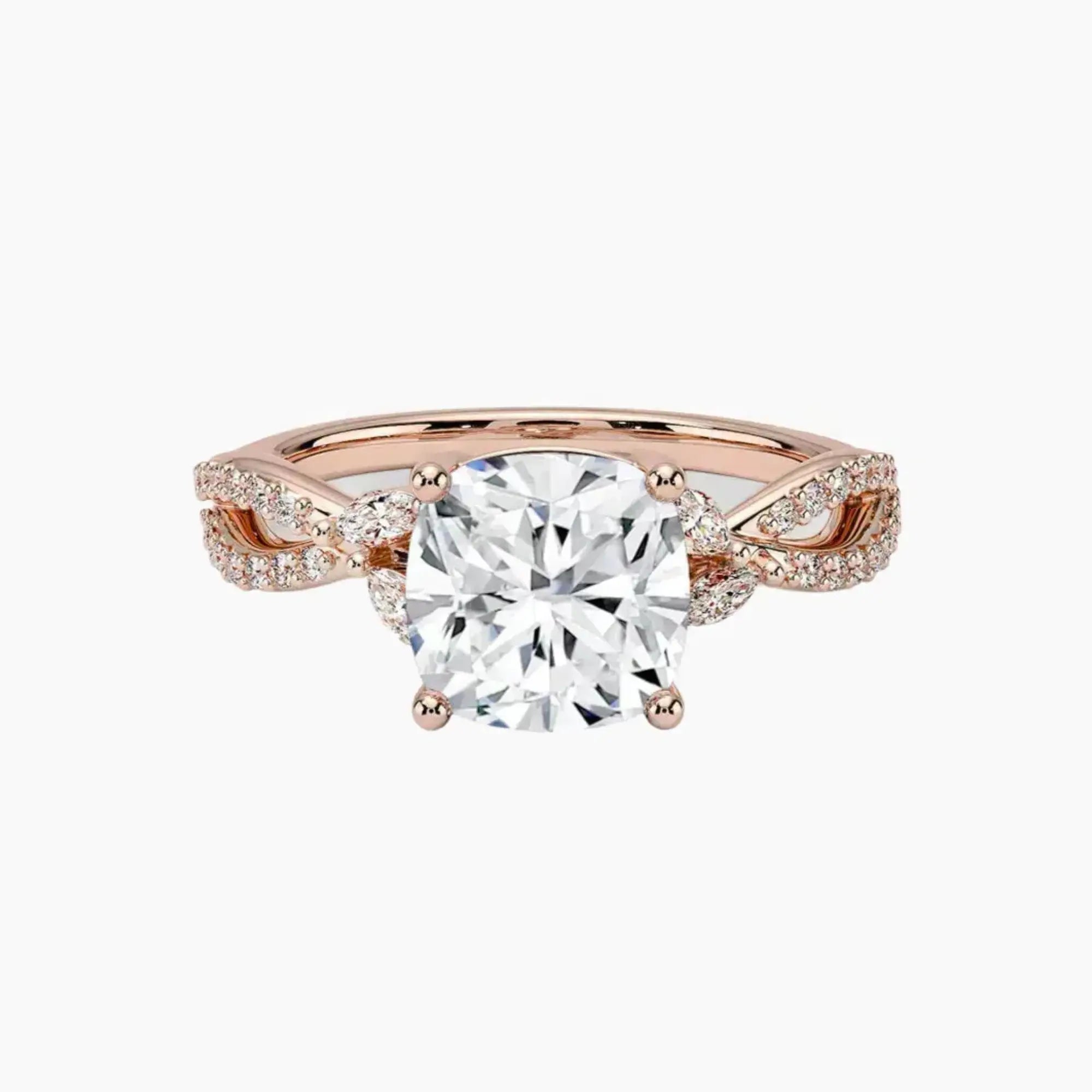 Amara Luxe Adorned Cushion Designer Diamond Ring Setting in 18K Yellow Gold
