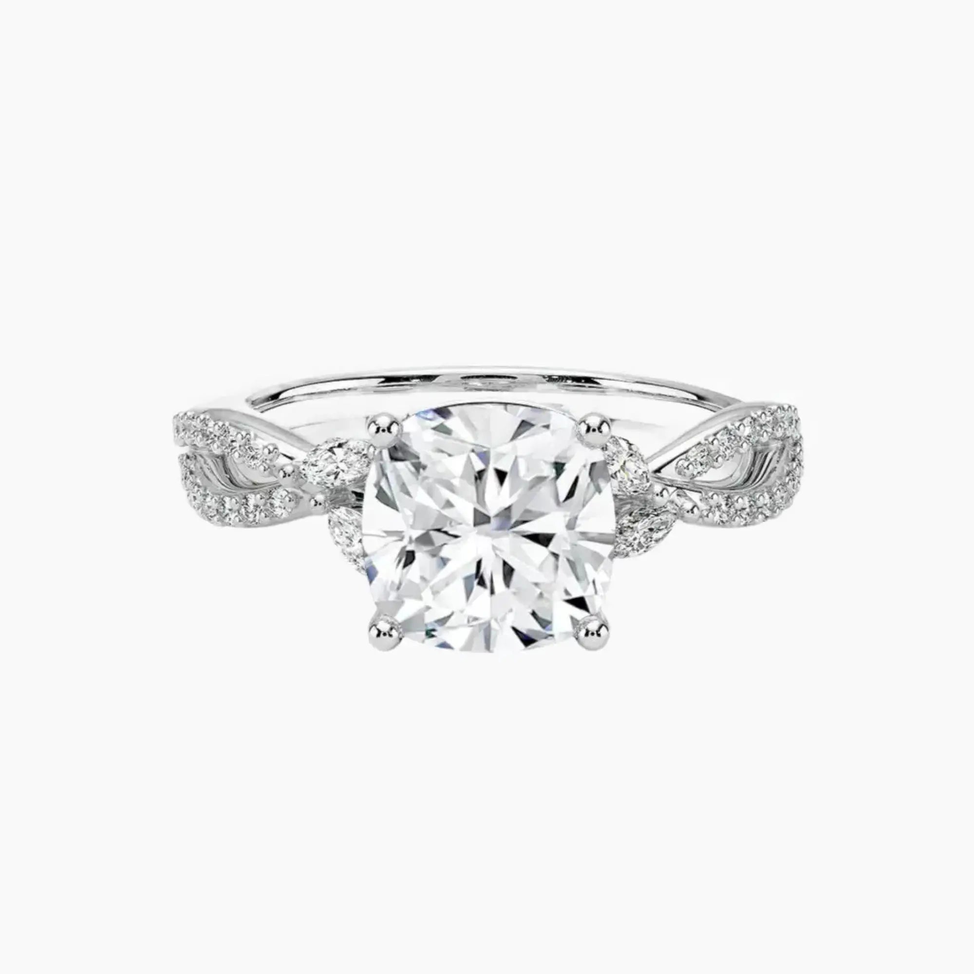 Amara Luxe Adorned Cushion Designer 1 Carat Lab Grown Diamond Engagement Ring in 18K Yellow Gold