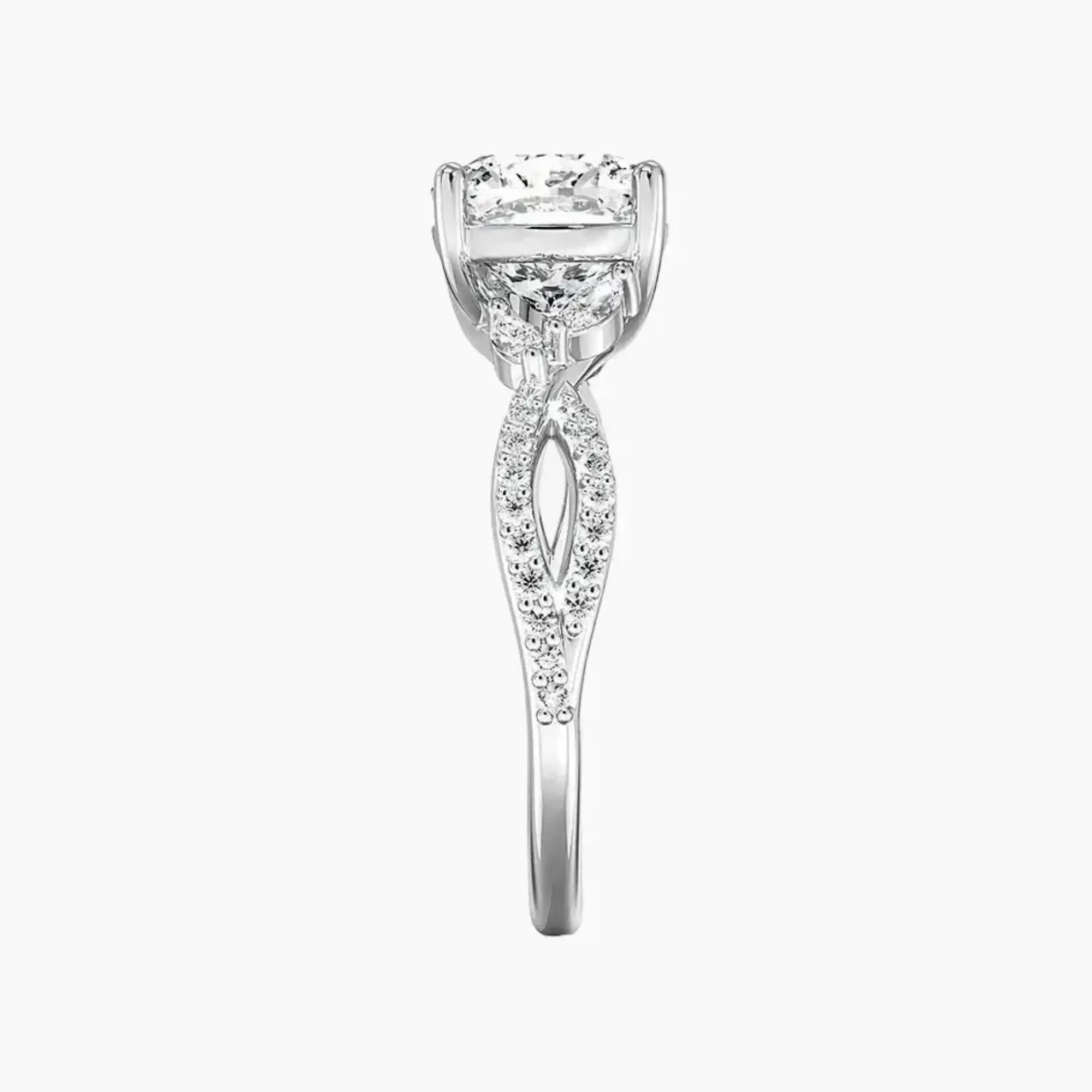 Amara Luxe Adorned Cushion Designer 1.5 Carat Lab Grown Diamond Engagement Ring in 18K Yellow Gold