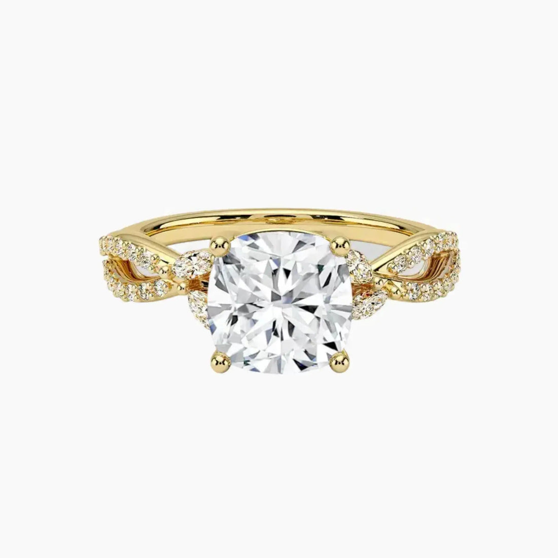 Amara Luxe Adorned Cushion Designer Diamond Ring Setting in 18K Rose Gold