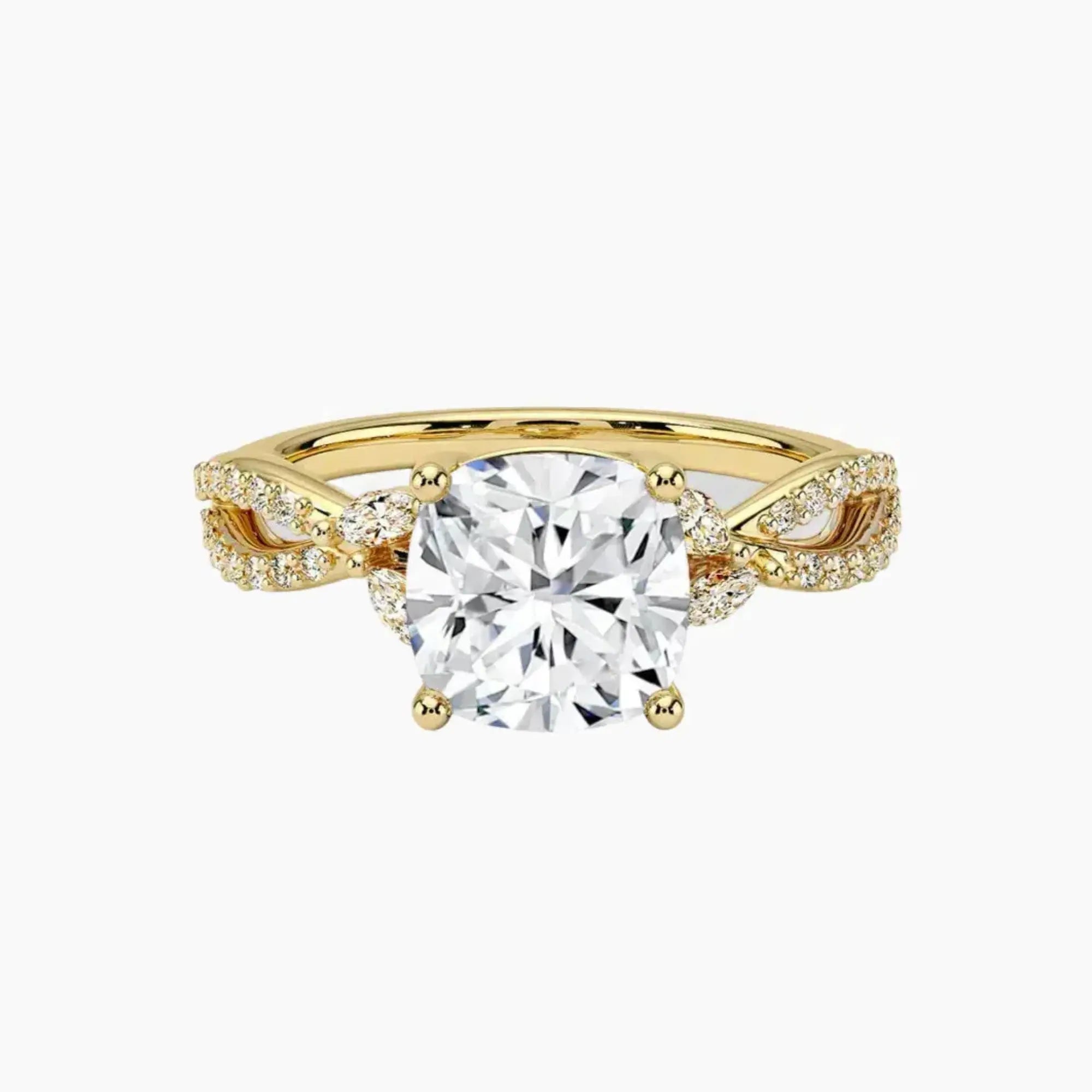Amara Luxe Adorned Cushion Designer 1 Carat Lab Grown Diamond Engagement Ring in 18K White Gold