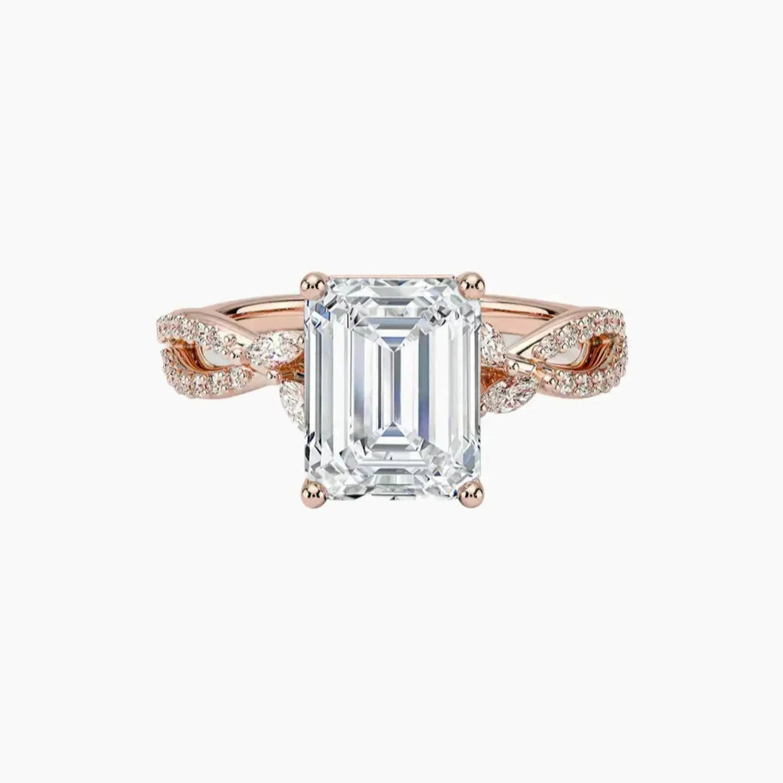 Amara Luxe Adorned Emerald Designer 2 Carat Lab Grown Diamond Engagement Ring in 14K White Gold