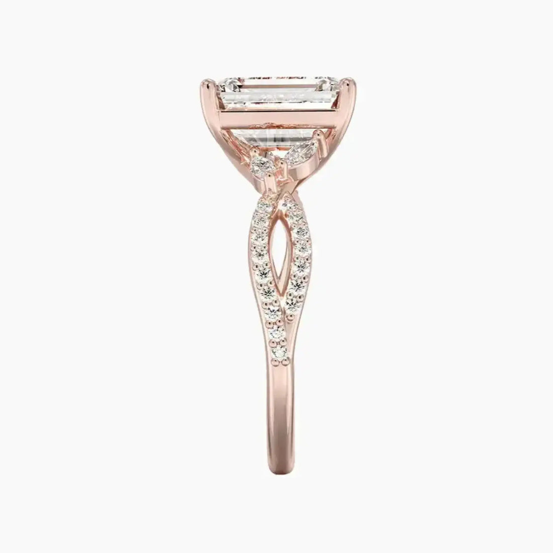 Amara Luxe Adorned Emerald Designer Diamond Ring Setting in 14K White Gold