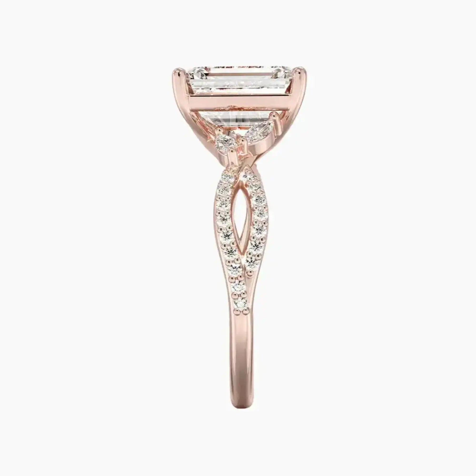 Amara Luxe Adorned Emerald Designer Diamond Ring Setting in 18K Yellow Gold