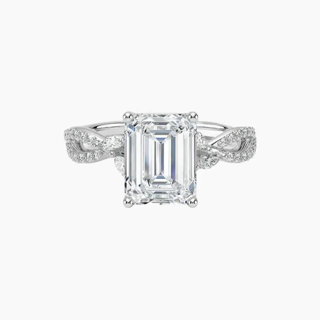 Amara Luxe Adorned Emerald Designer 3 Carat Lab Grown Diamond Engagement Ring in 18K Rose Gold