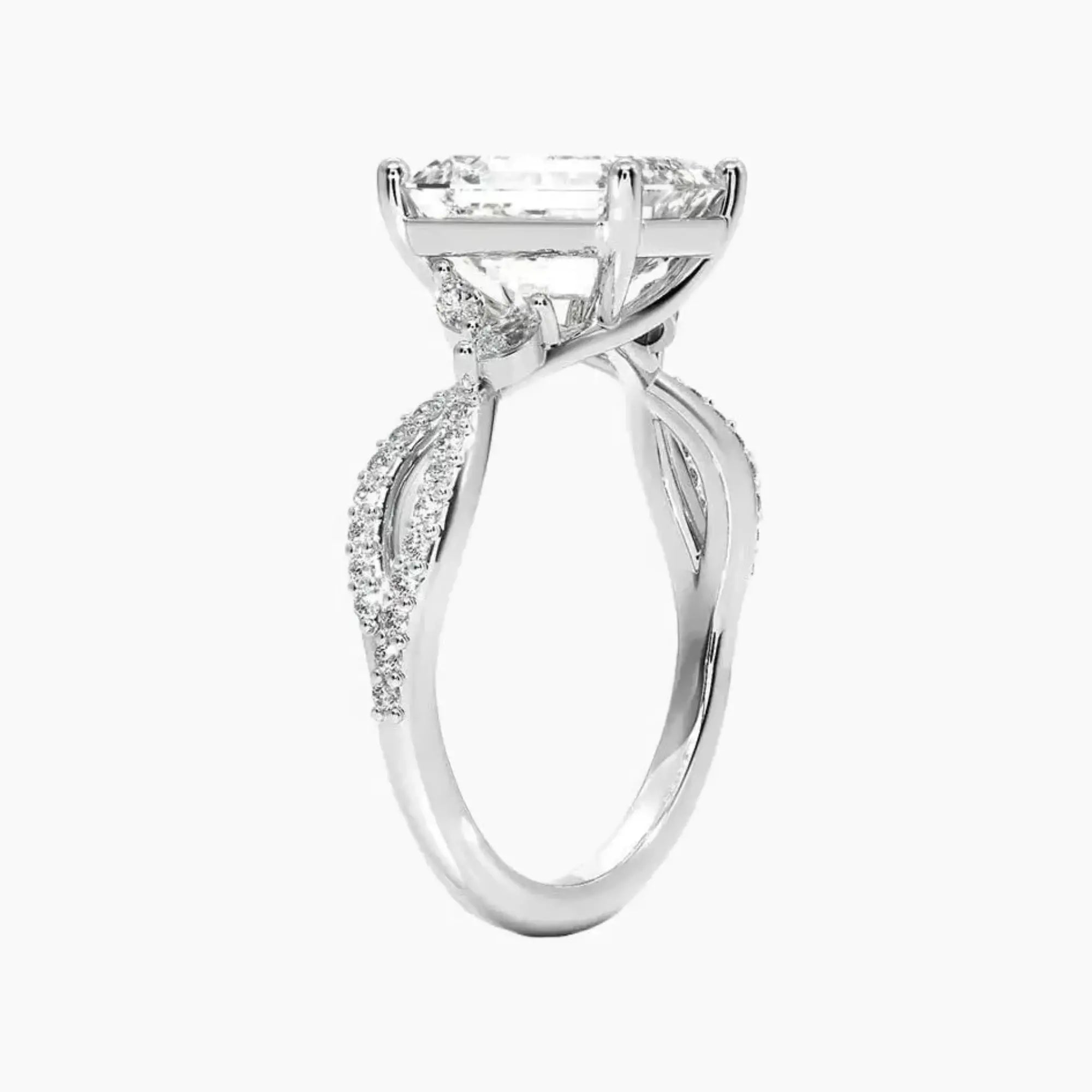 Amara Luxe Adorned Emerald Designer 1 Carat Lab Grown Diamond Engagement Ring in 18K Yellow Gold