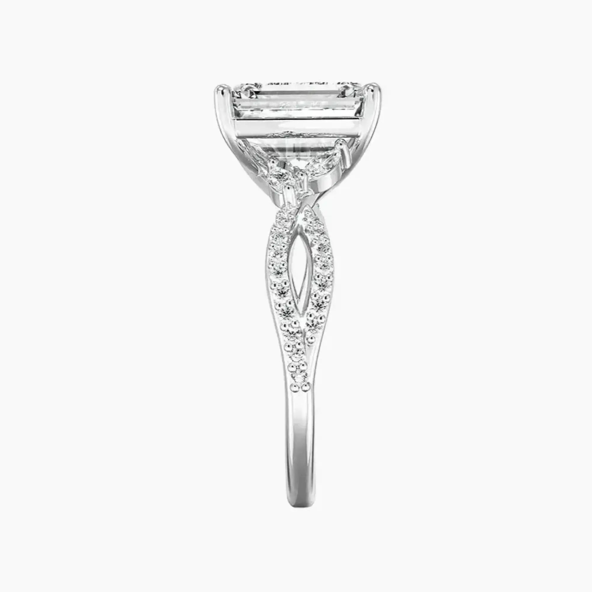 Amara Luxe Adorned Emerald Designer 1 Carat Lab Grown Diamond Engagement Ring in 14K Rose Gold