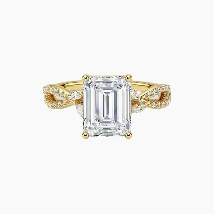 Amara Luxe Adorned Emerald Designer 1.5 Carat Lab Grown Diamond Engagement Ring in 14K Yellow Gold