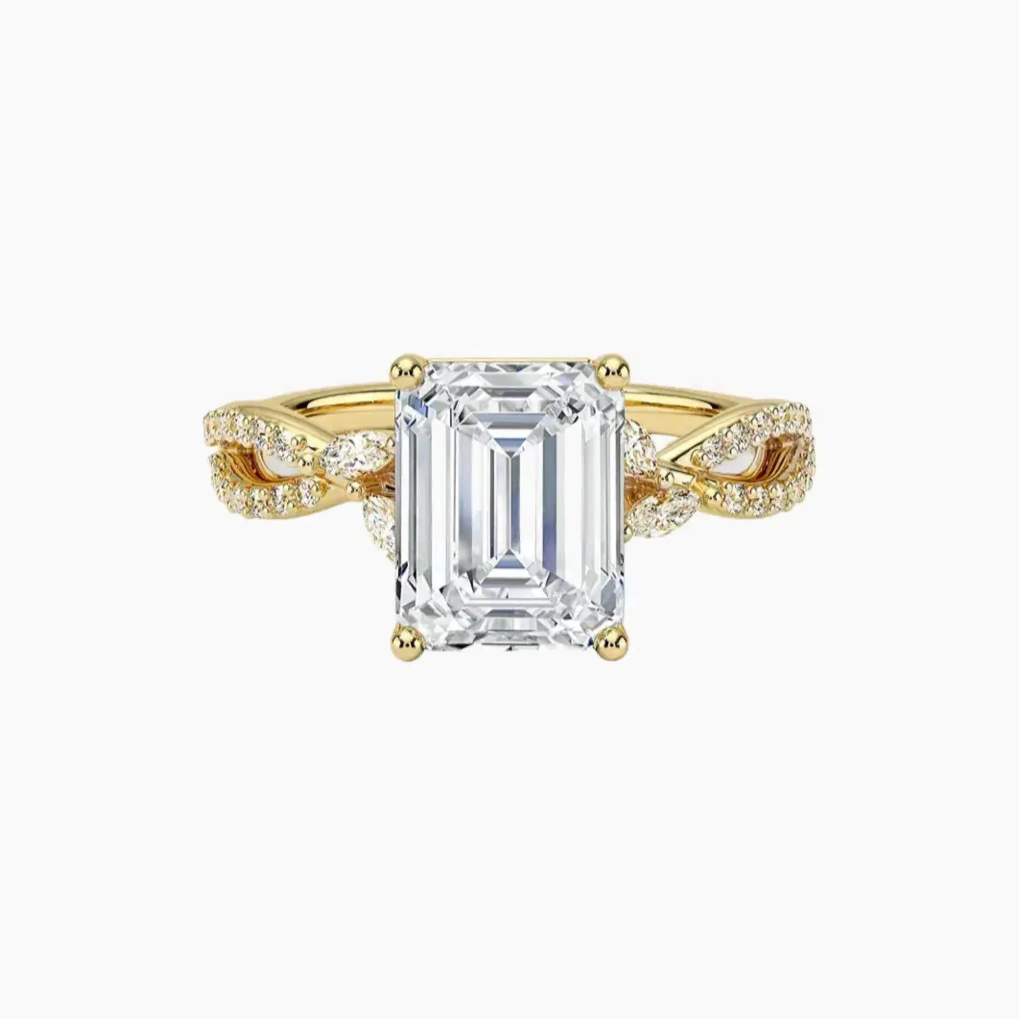 Amara Luxe Adorned Emerald Designer Diamond Ring Setting in 18K Rose Gold