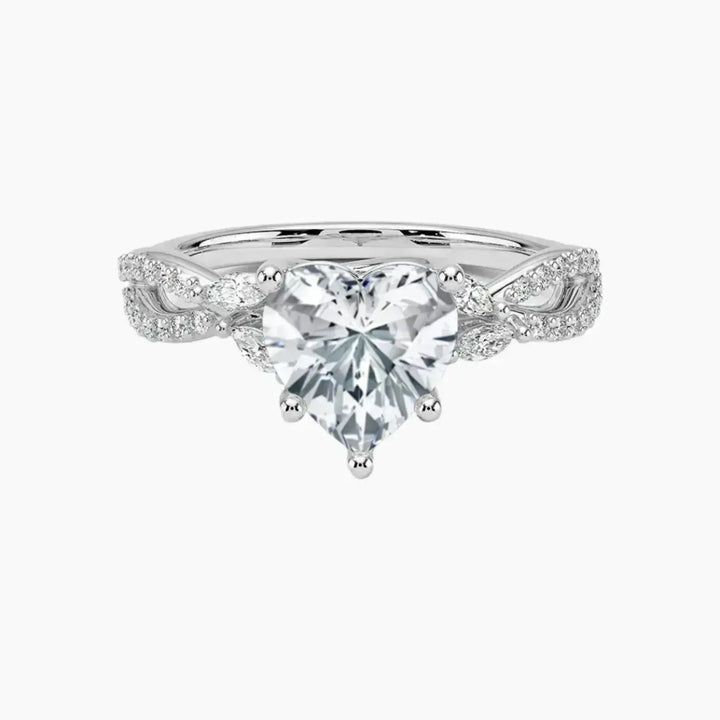 Amara Luxe Adorned Heart Designer 2.5 Carat Lab Grown Diamond Engagement Ring in 14K White Gold