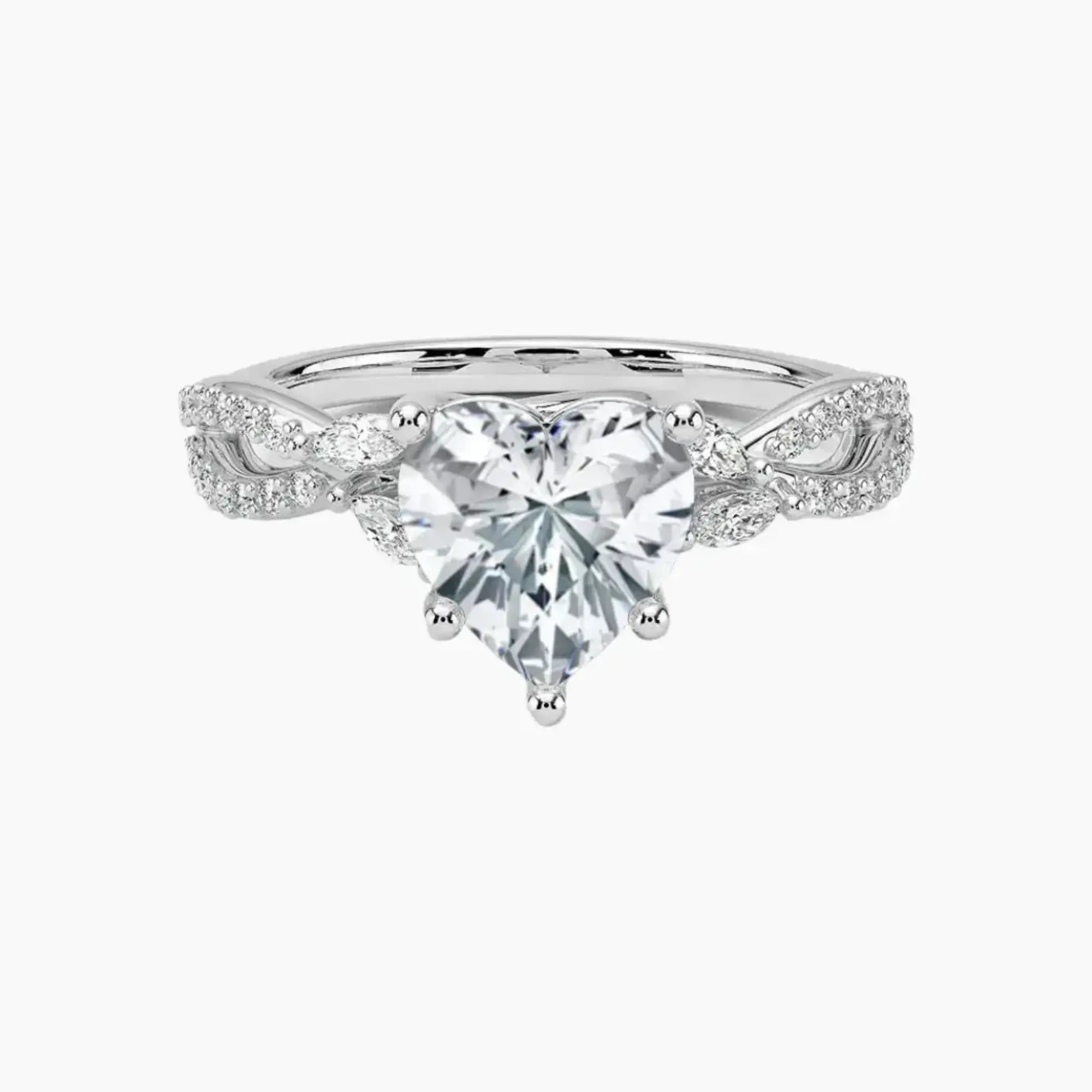 Amara Luxe Adorned Heart Designer 2 Carat Lab Grown Diamond Engagement Ring in 18K Rose Gold