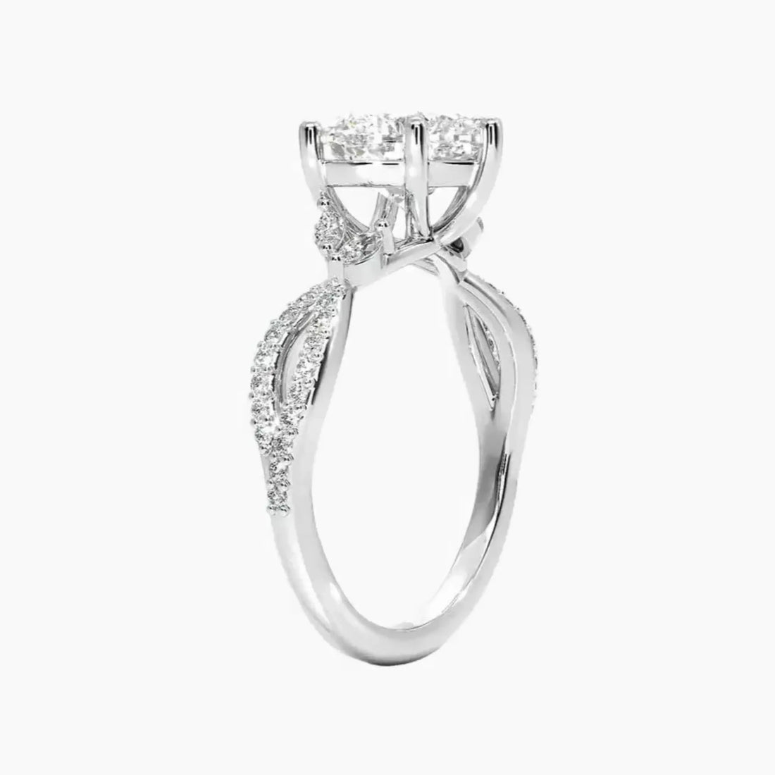 Amara Luxe Adorned Heart Designer 2.5 Carat Lab Grown Diamond Engagement Ring in 14K White Gold