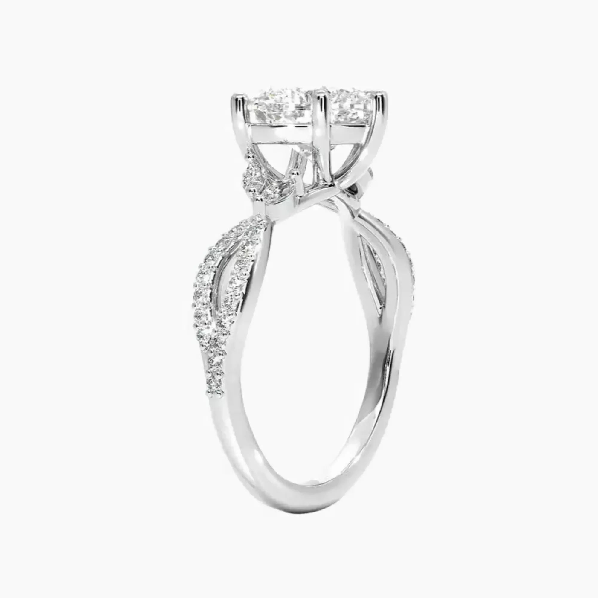 Amara Luxe Adorned Heart Designer 3 Carat Lab Grown Diamond Engagement Ring in 18K Yellow Gold