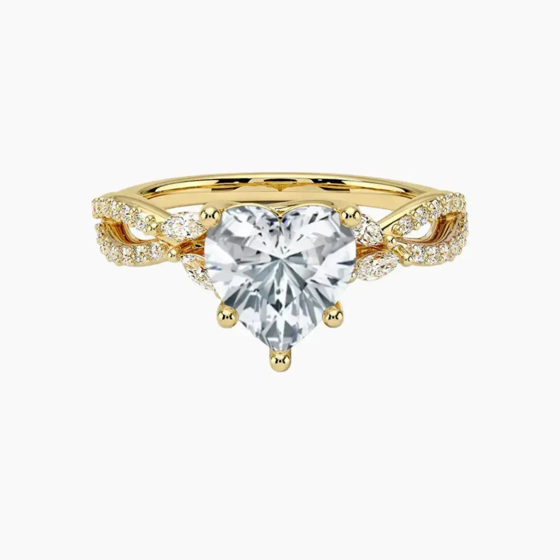 Amara Luxe Adorned Heart Designer 1 Carat Lab Grown Diamond Engagement Ring in 14K Rose Gold