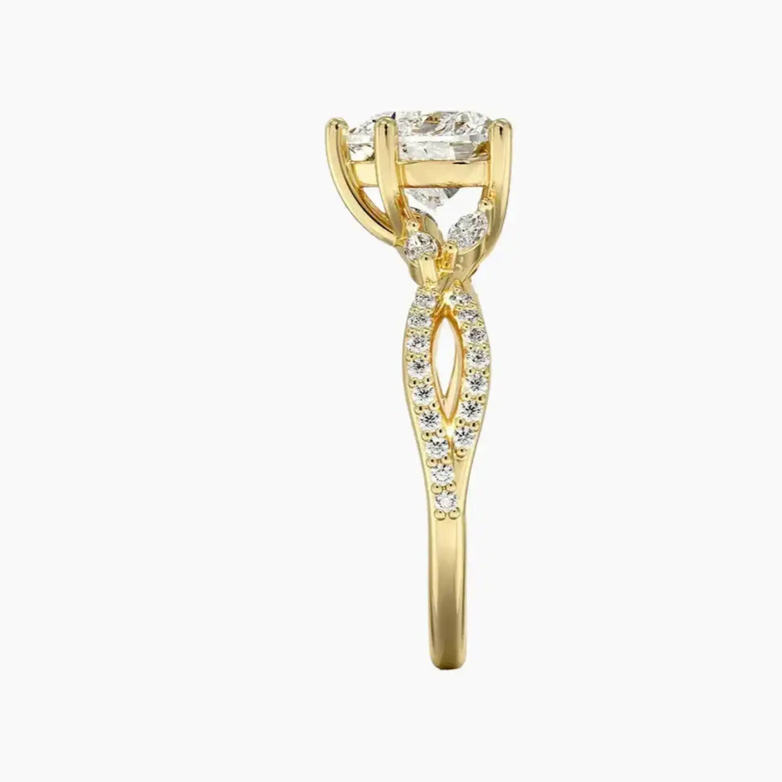 Amara Luxe Adorned Heart Designer 3 Carat Lab Grown Diamond Engagement Ring in 14K White Gold