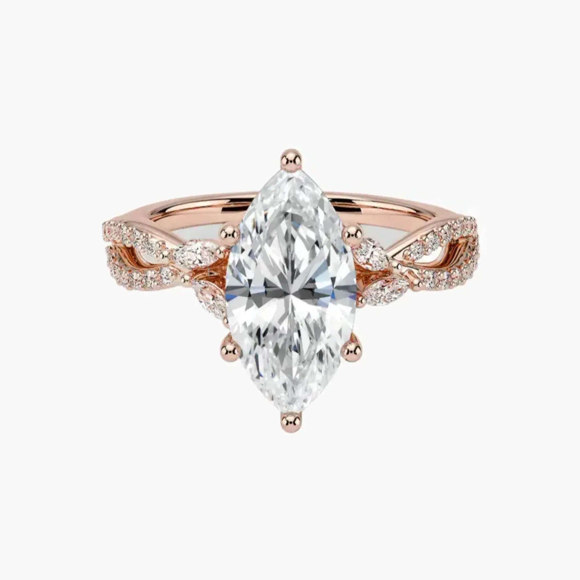 Amara Luxe Adorned Marquise Designer Diamond Ring Setting in 14K Yellow Gold