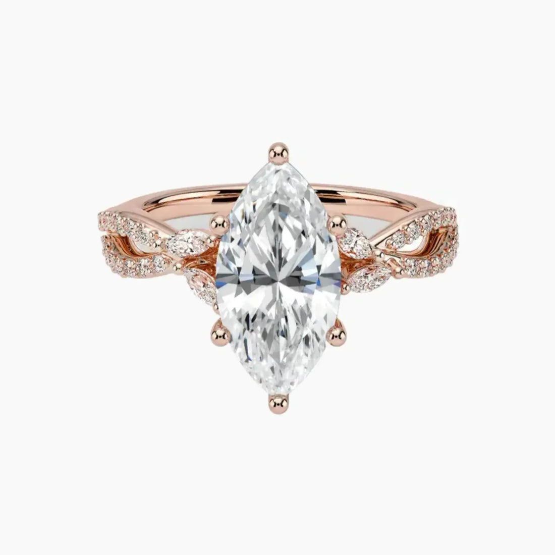 Amara Luxe Adorned Marquise Designer Diamond Ring Setting in 14K Yellow Gold