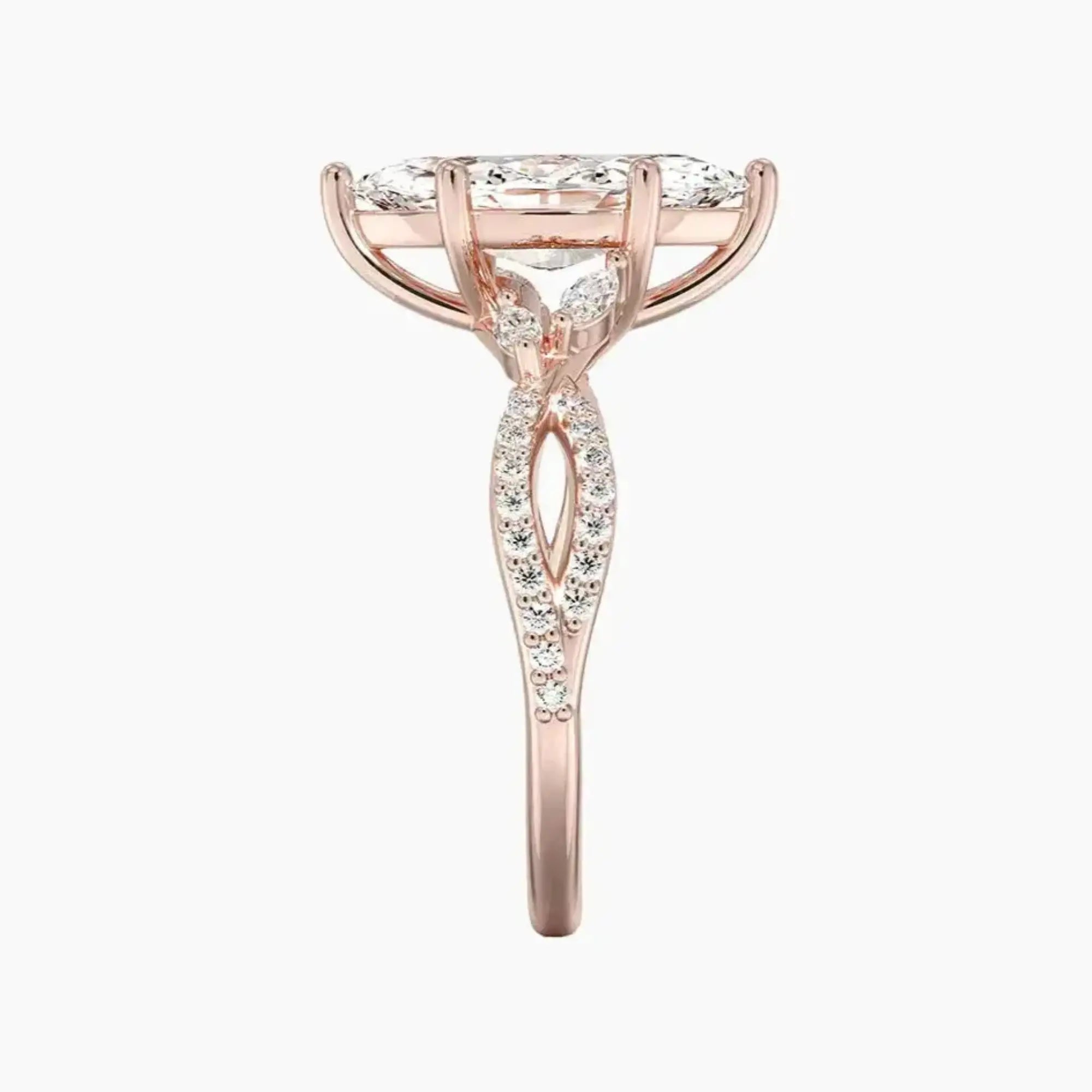 Amara Luxe Adorned Marquise Designer 1.5 Carat Lab Grown Diamond Engagement Ring in 18K White Gold