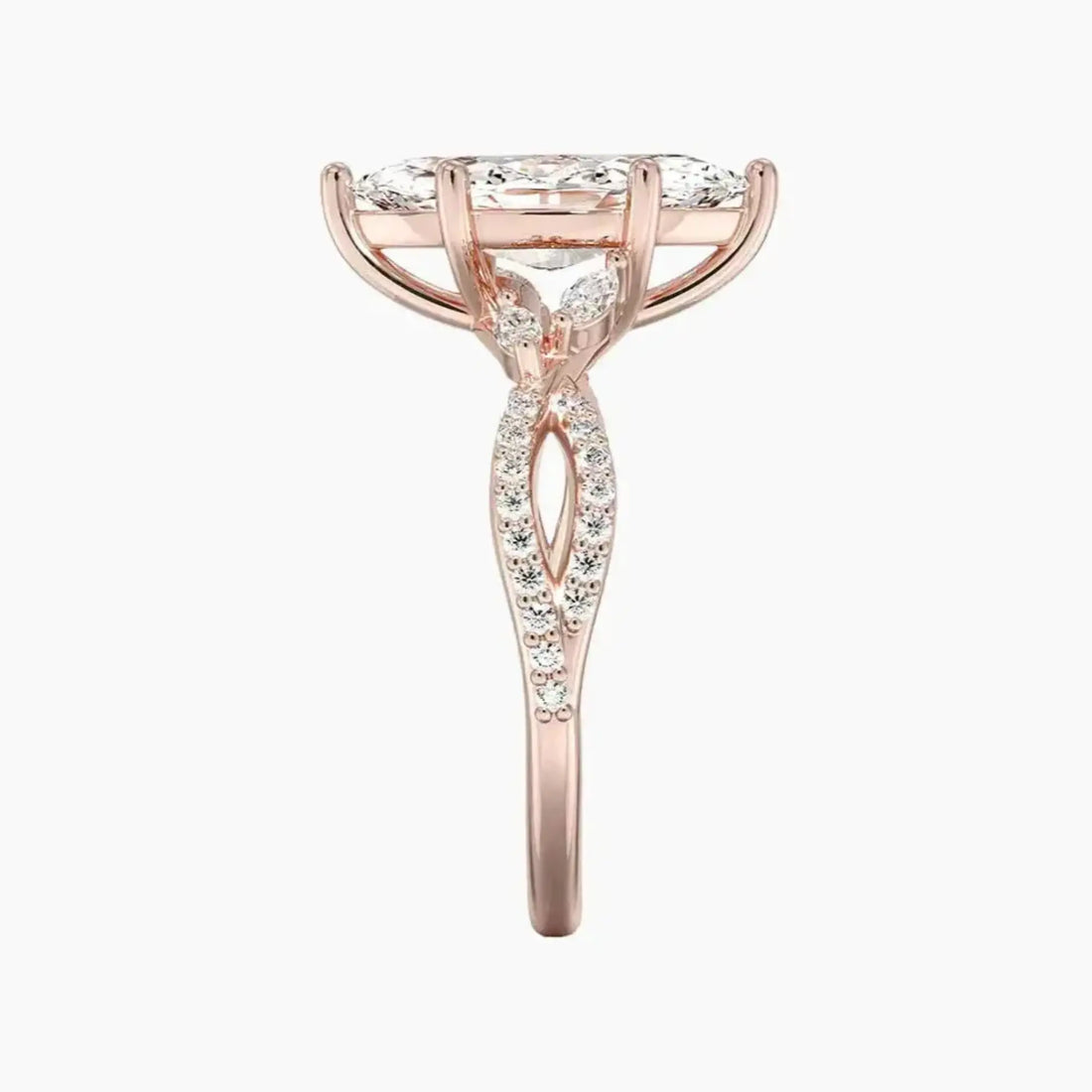 Amara Luxe Adorned Marquise Designer 1.5 Carat Lab Grown Diamond Engagement Ring in 18K White Gold