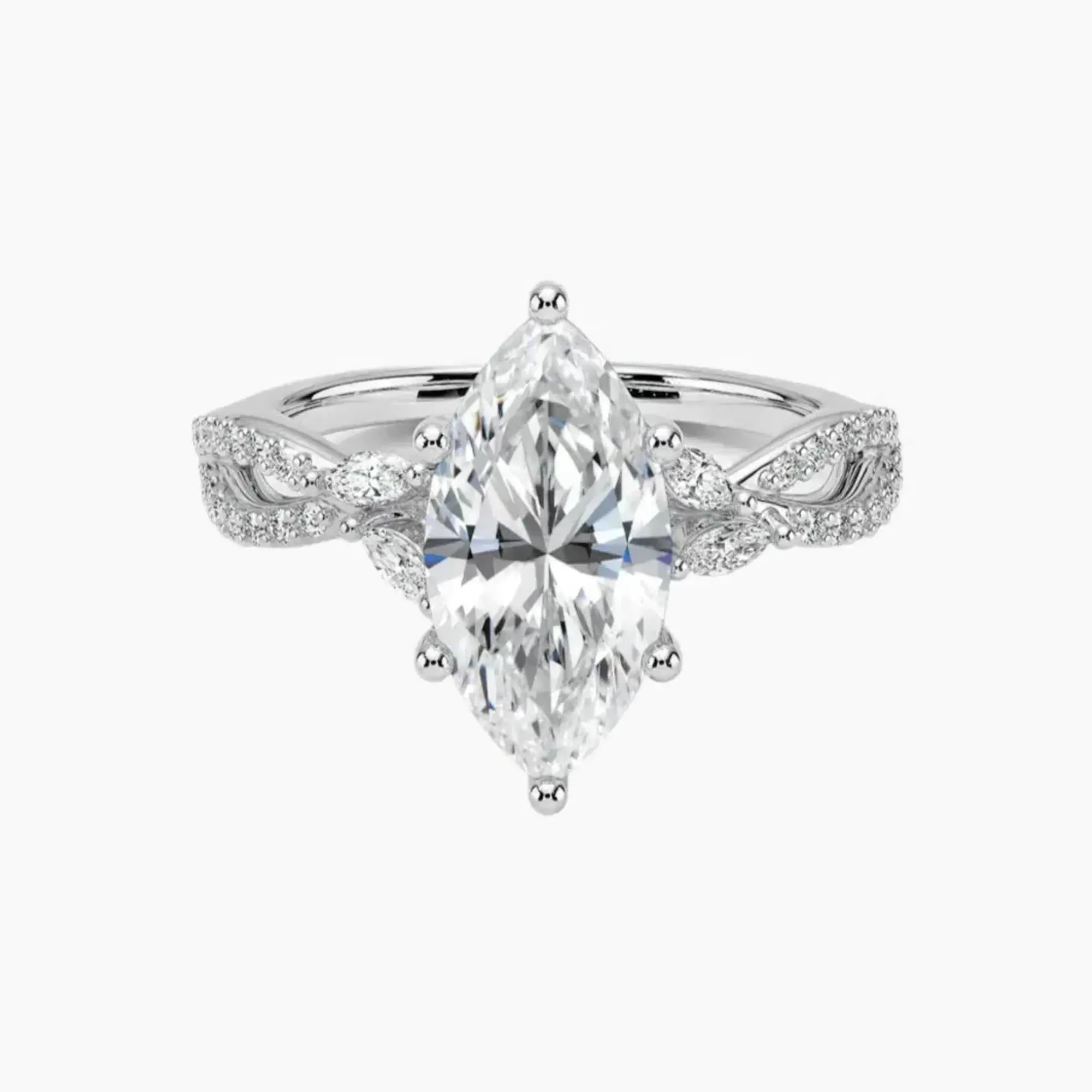 Amara Luxe Adorned Marquise Designer 2.5 Carat Lab Grown Diamond Engagement Ring in 14K Rose Gold