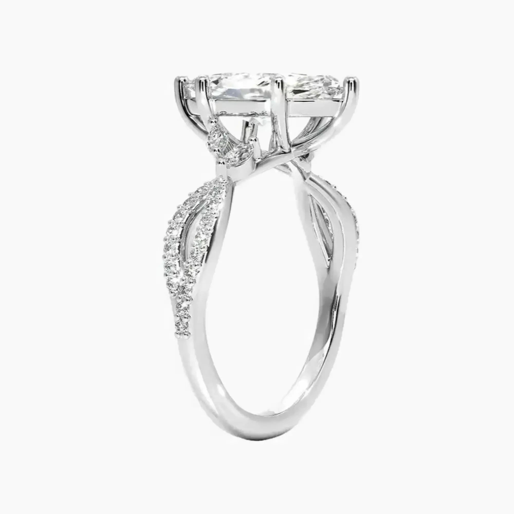 Amara Luxe Adorned Marquise Designer 2.5 Carat Lab Grown Diamond Engagement Ring in 18K White Gold