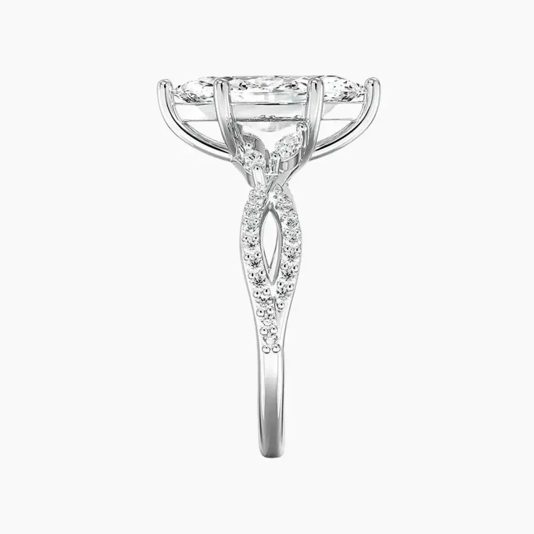 Amara Luxe Adorned Marquise Designer Diamond Ring Setting in 14K Rose Gold