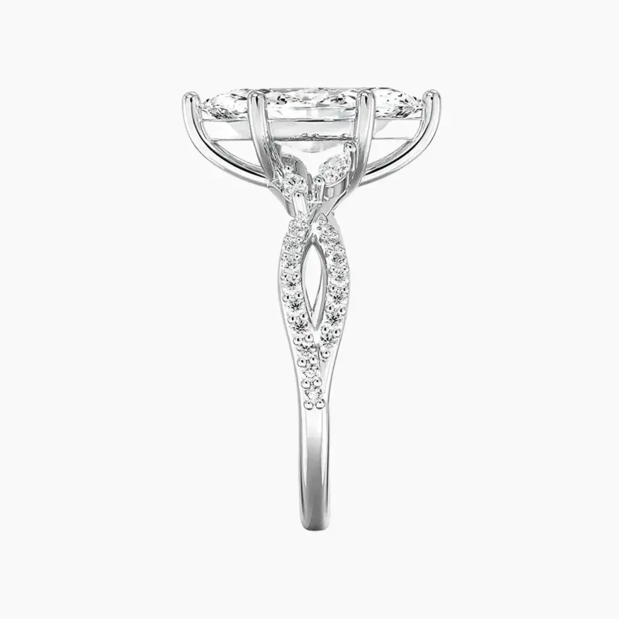 Amara Luxe Adorned Marquise Designer 1.5 Carat Lab Grown Diamond Engagement Ring in 14K Rose Gold