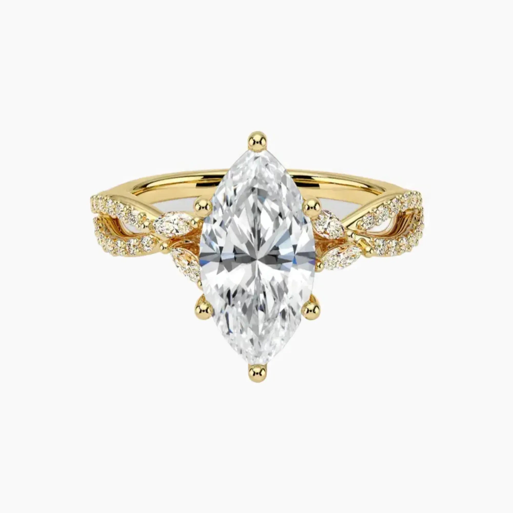 Amara Luxe Adorned Marquise Designer Diamond Ring Setting in 18K Rose Gold