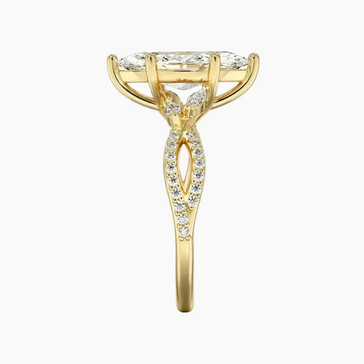Amara Luxe Adorned Marquise Designer 1.5 Carat Lab Grown Diamond Engagement Ring in 18K Rose Gold