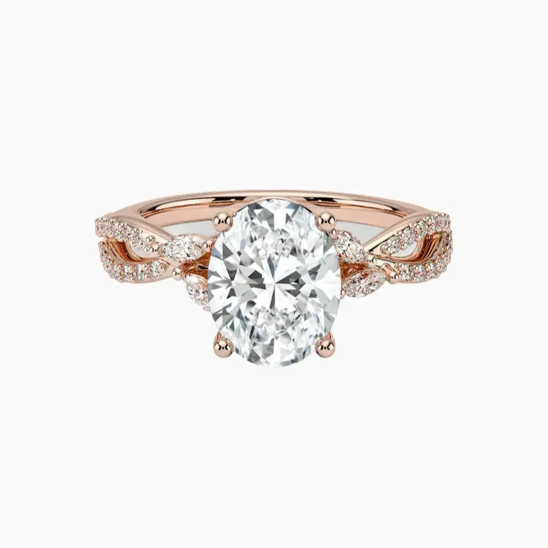 Amara Luxe Adorned Oval Designer 2.5 Carat Lab Grown Diamond Engagement Ring in 14K Yellow Gold