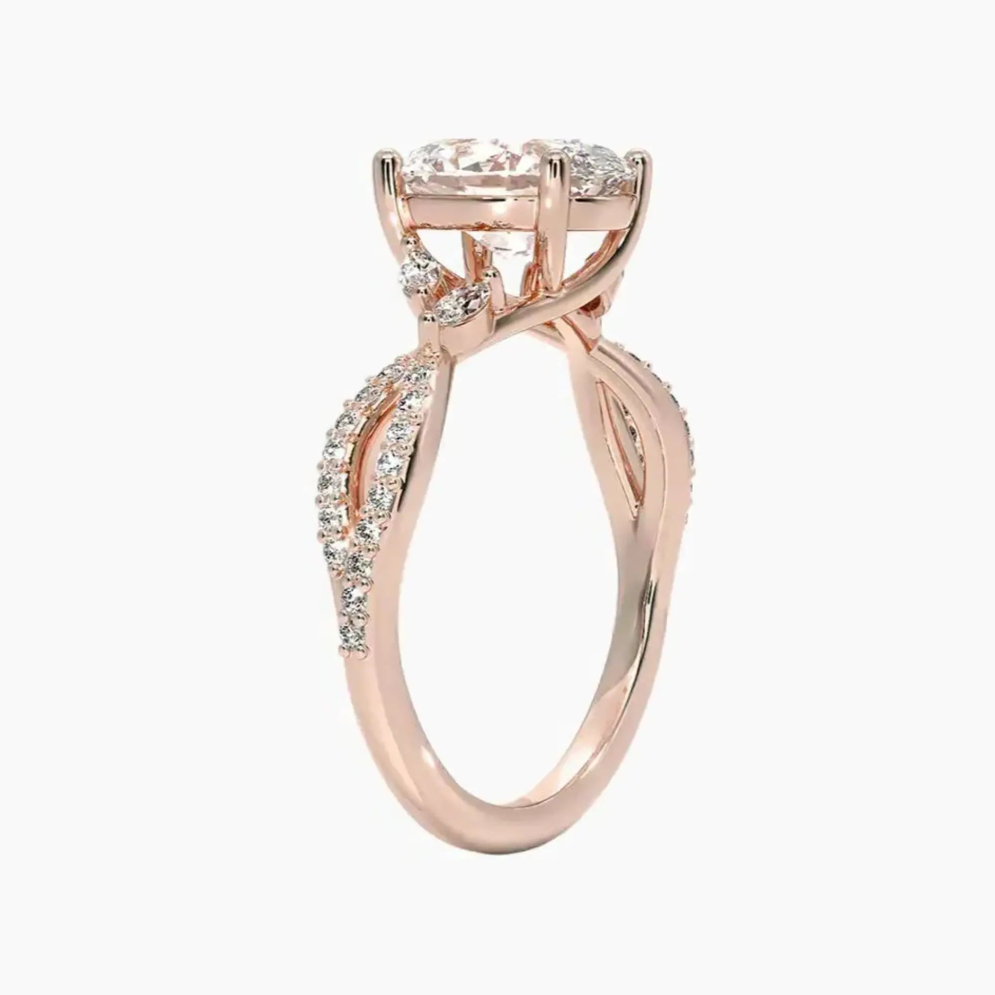 Amara Luxe Adorned Oval Designer 1 Carat Lab Grown Diamond Engagement Ring in 18K White Gold