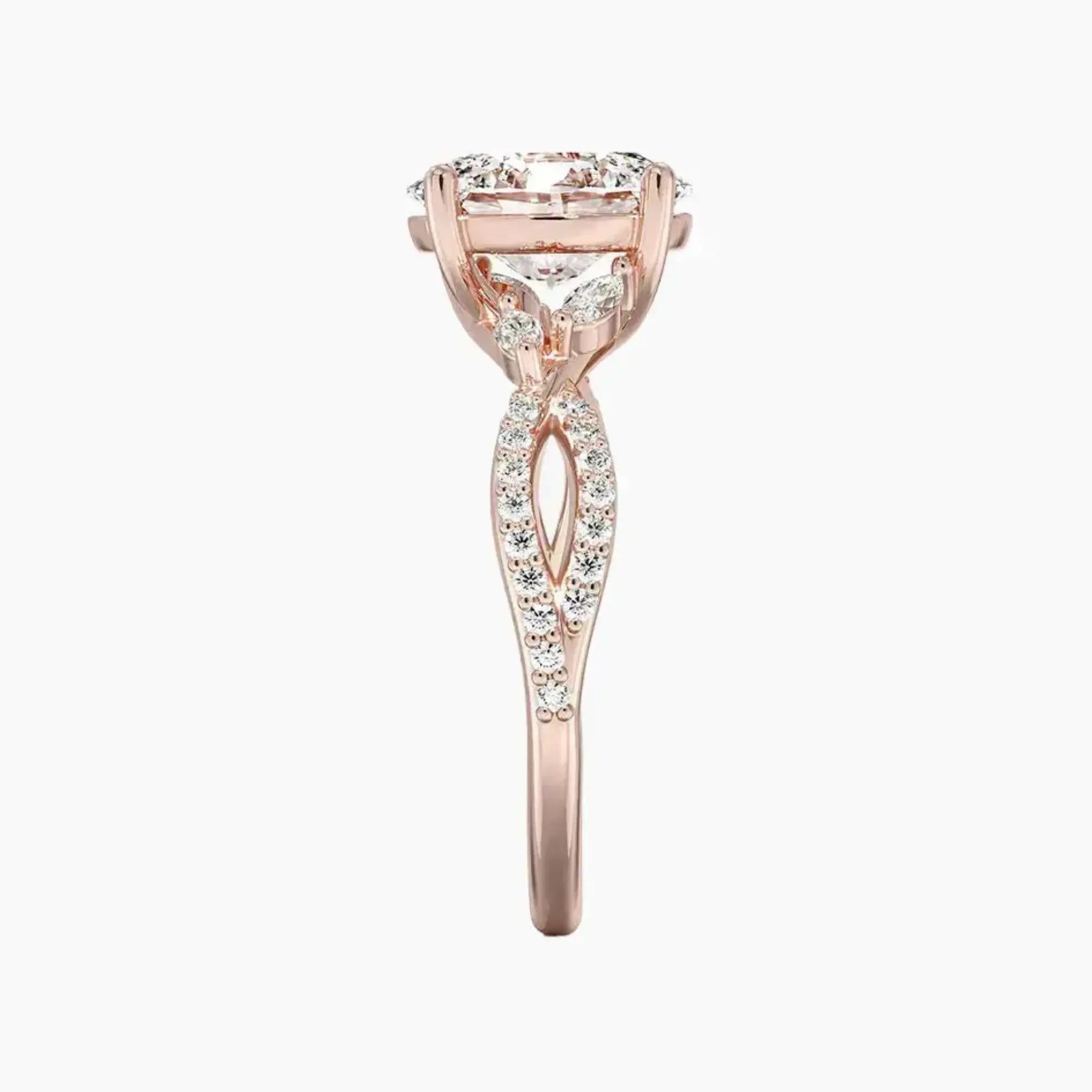 Amara Luxe Adorned Oval Designer Diamond Ring Setting in 14K Yellow Gold