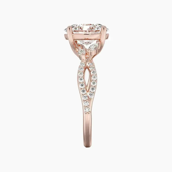 Amara Luxe Adorned Oval Designer 3 Carat Lab Grown Diamond Engagement Ring in 18K White Gold