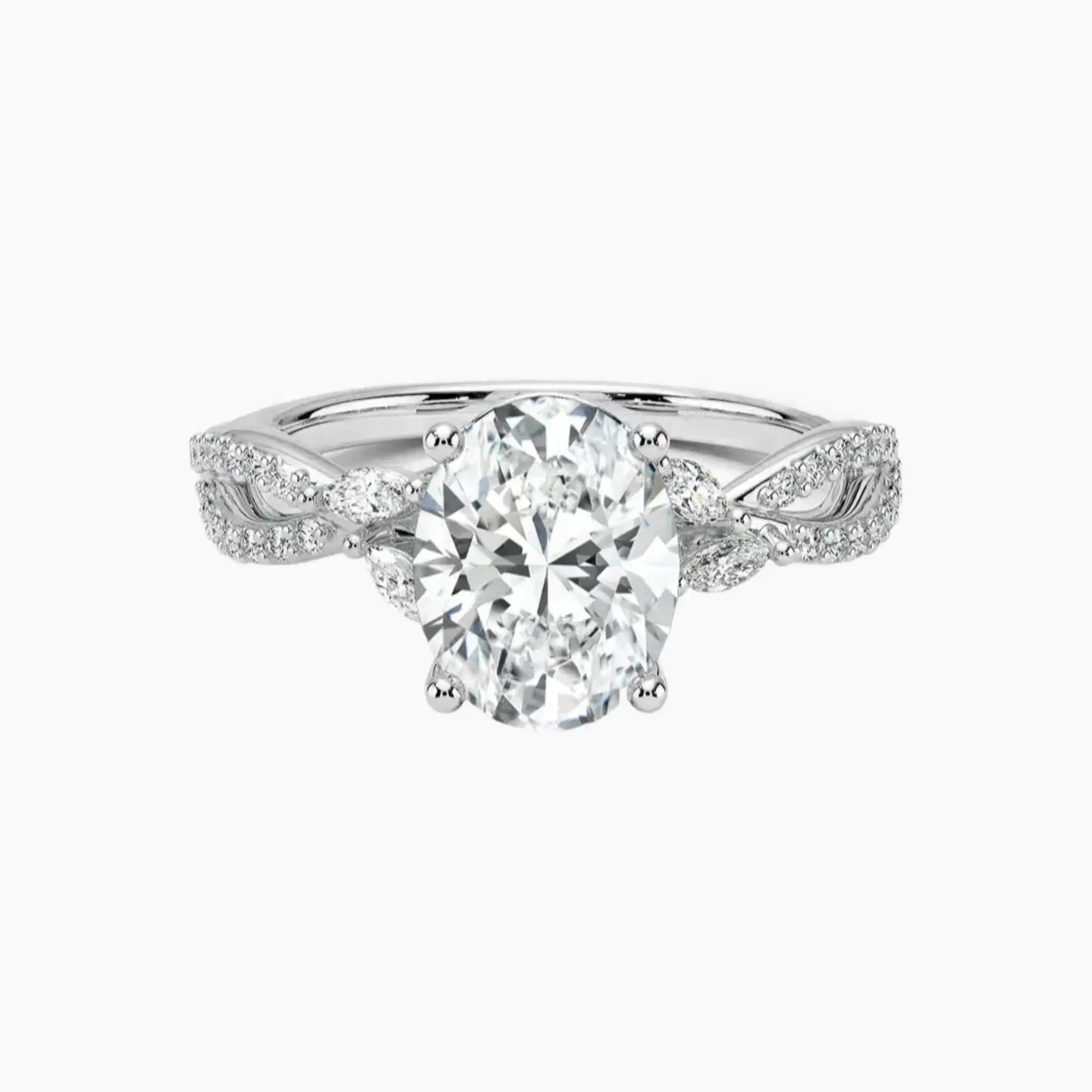 Amara Luxe Adorned Oval Designer 3 Carat Lab Grown Diamond Engagement Ring in 18K Rose Gold