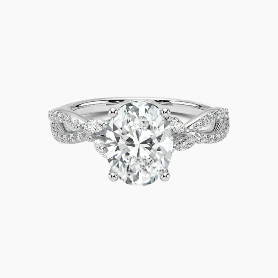 Amara Luxe Adorned Oval Designer Diamond Ring Setting in 18K Yellow Gold