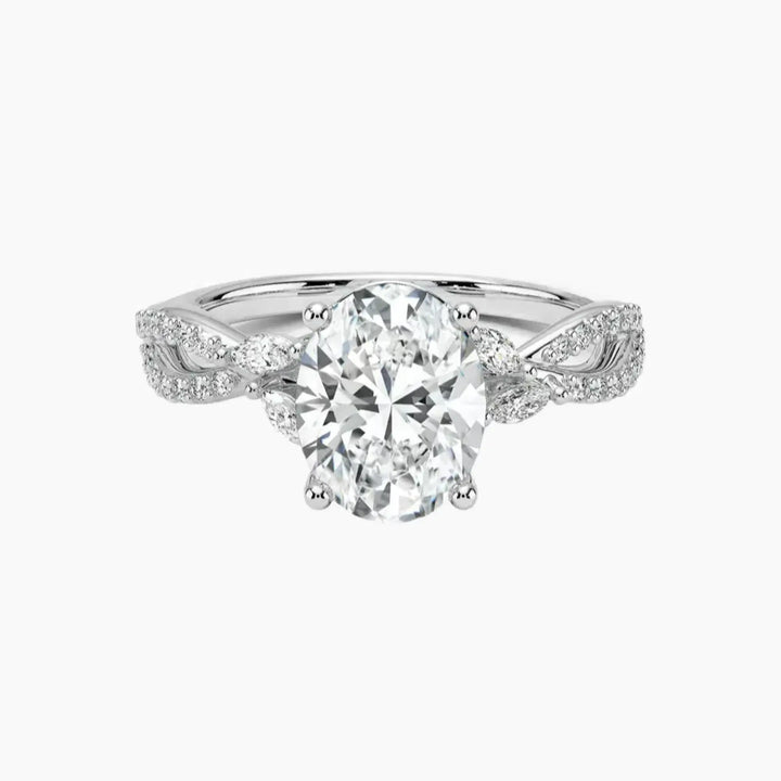 Amara Luxe Adorned Oval Designer 2.5 Carat Lab Grown Diamond Engagement Ring in 14K White Gold