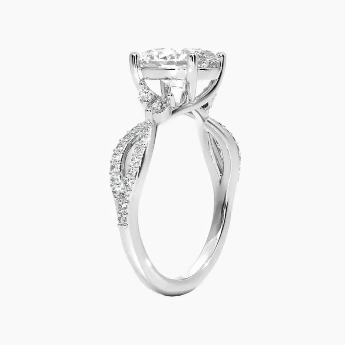 Amara Luxe Adorned Oval Designer 2.5 Carat Lab Grown Diamond Engagement Ring in 18K White Gold